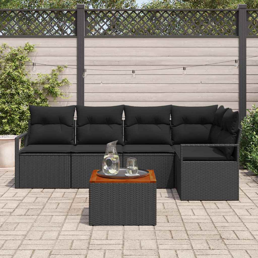 Ensemble de canapé de jardin avec stockage 6 pcs Noir polyrotin - XIOS