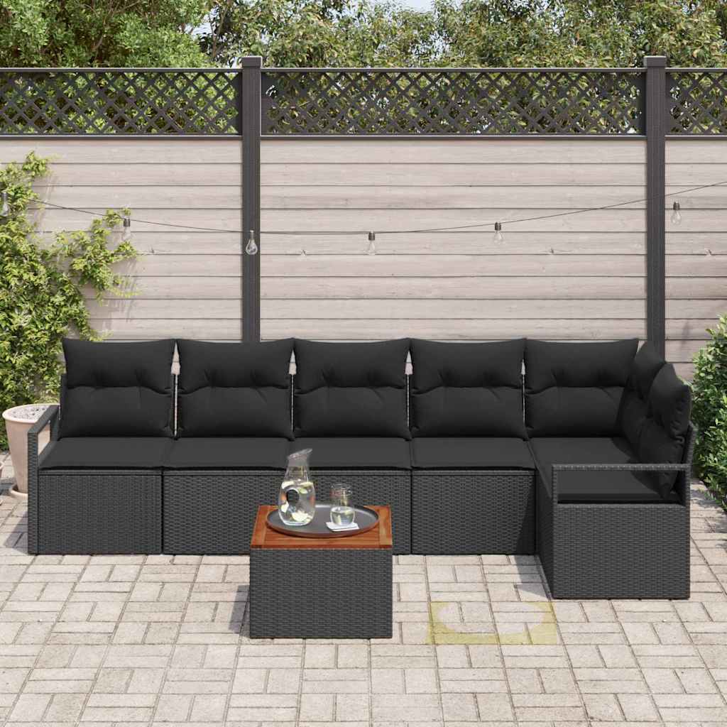 Ensemble de canapé de jardin avec stockage 7 pcs Noir polyrotin - XIOS