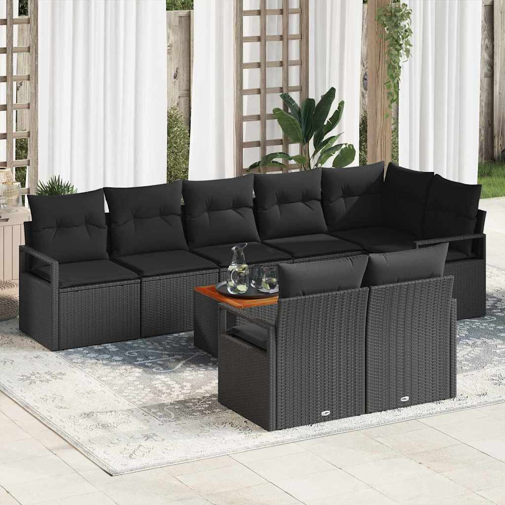 Ensemble de canapé de jardin avec stockage 9 pcs Noir polyrotin