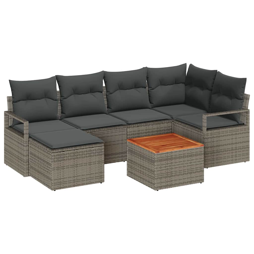 Ensemble de canapé de jardin 7 pc Gris polyrotin