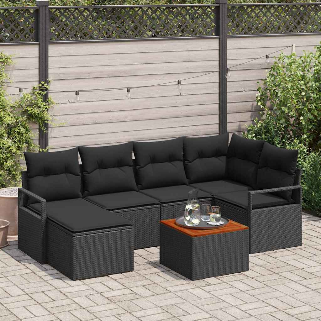 Ensemble de canapé de jardin avec stockage 7 pcs Noir polyrotin - XIOS