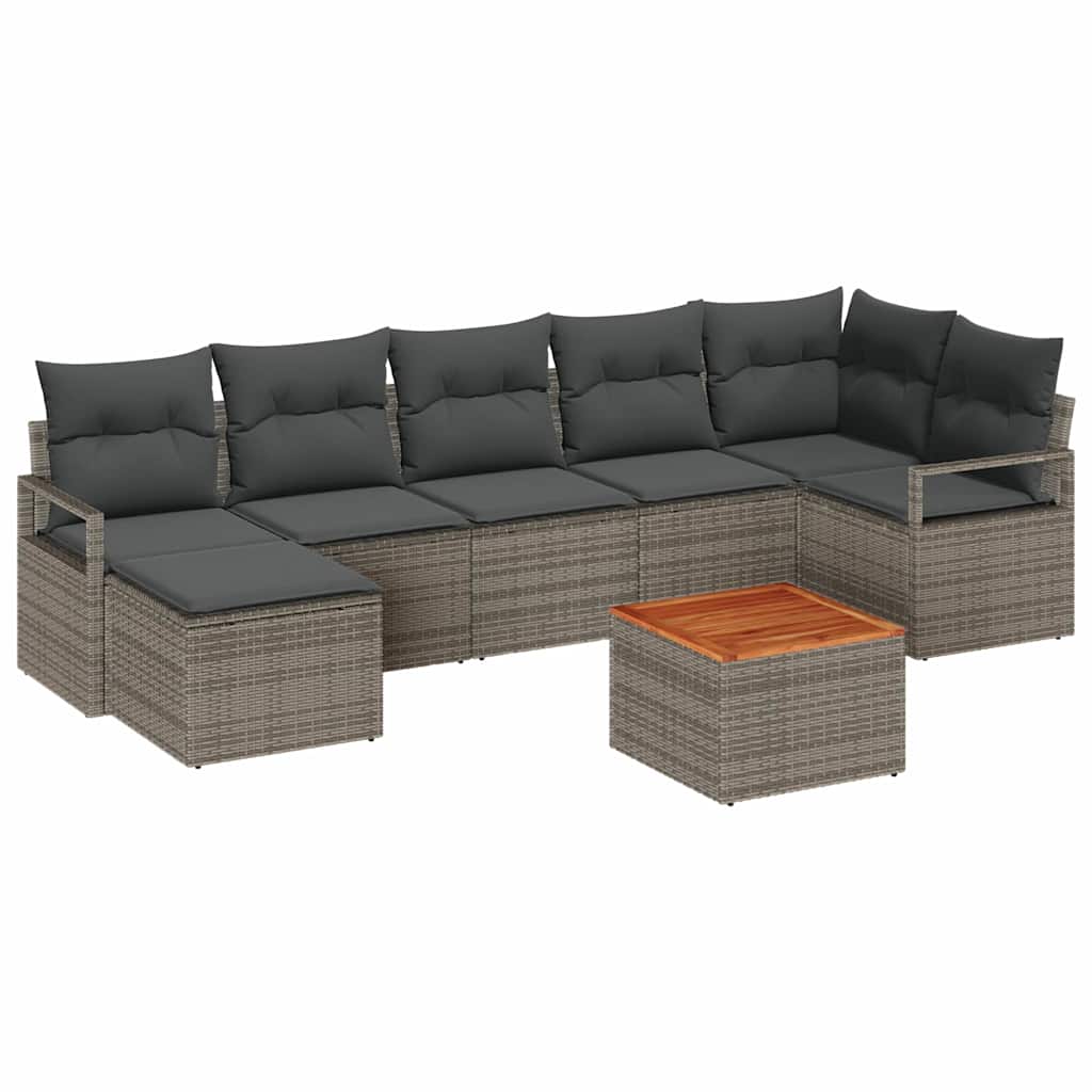 Ensemble de canapé de jardin avec stockage 8 pcs Gris polyrotin - XIOS