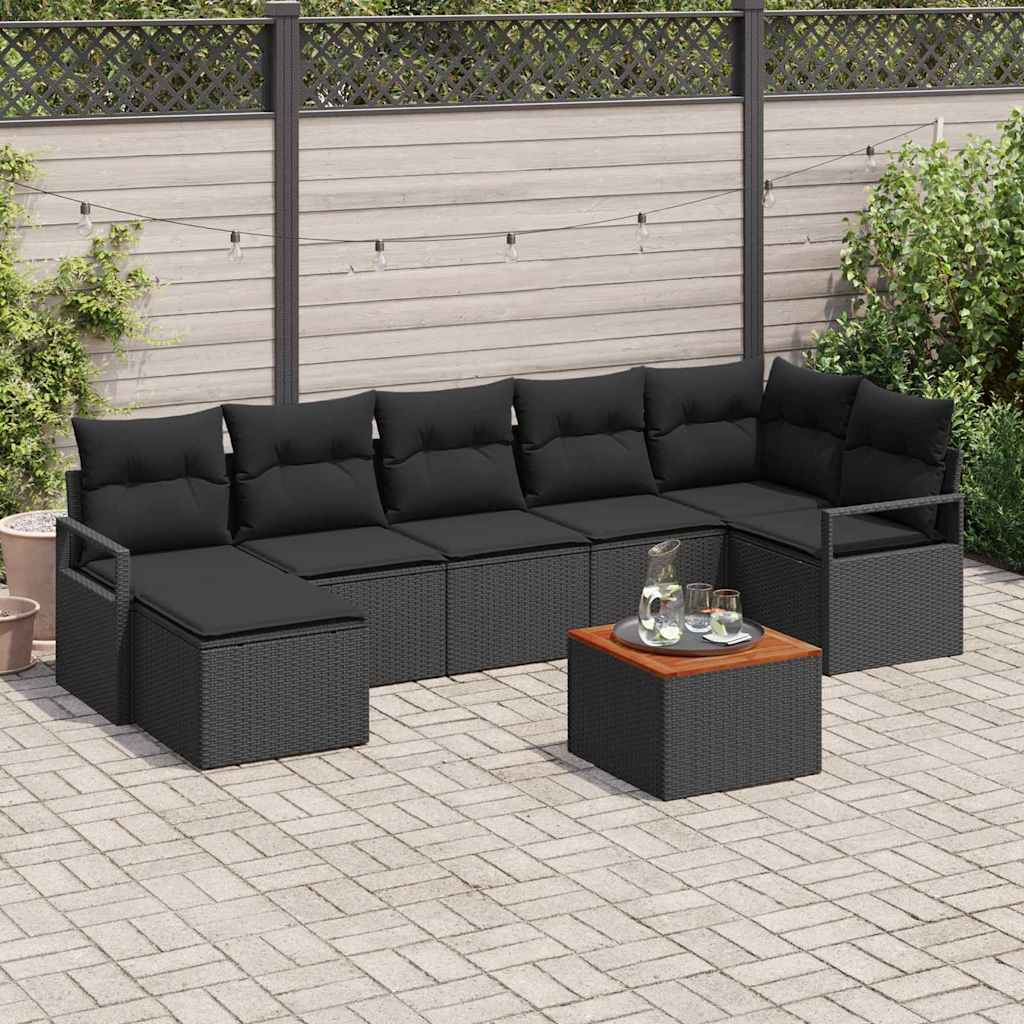 Ensemble de canapé de jardin avec stockage 8 pcs Noir polyrotin - XIOS