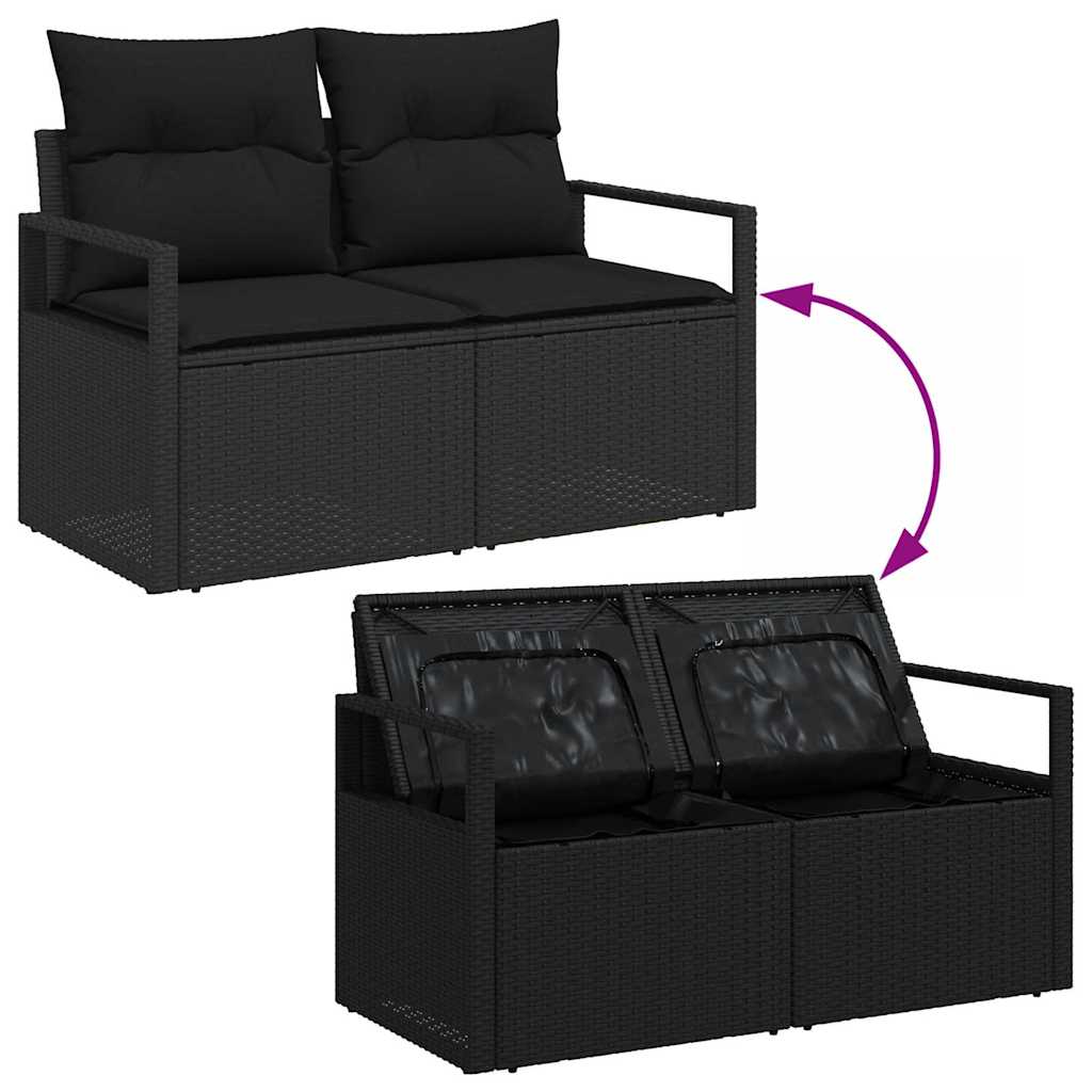 Ensemble de canapé de jardin avec stockage 8 pcs Noir polyrotin - XIOS