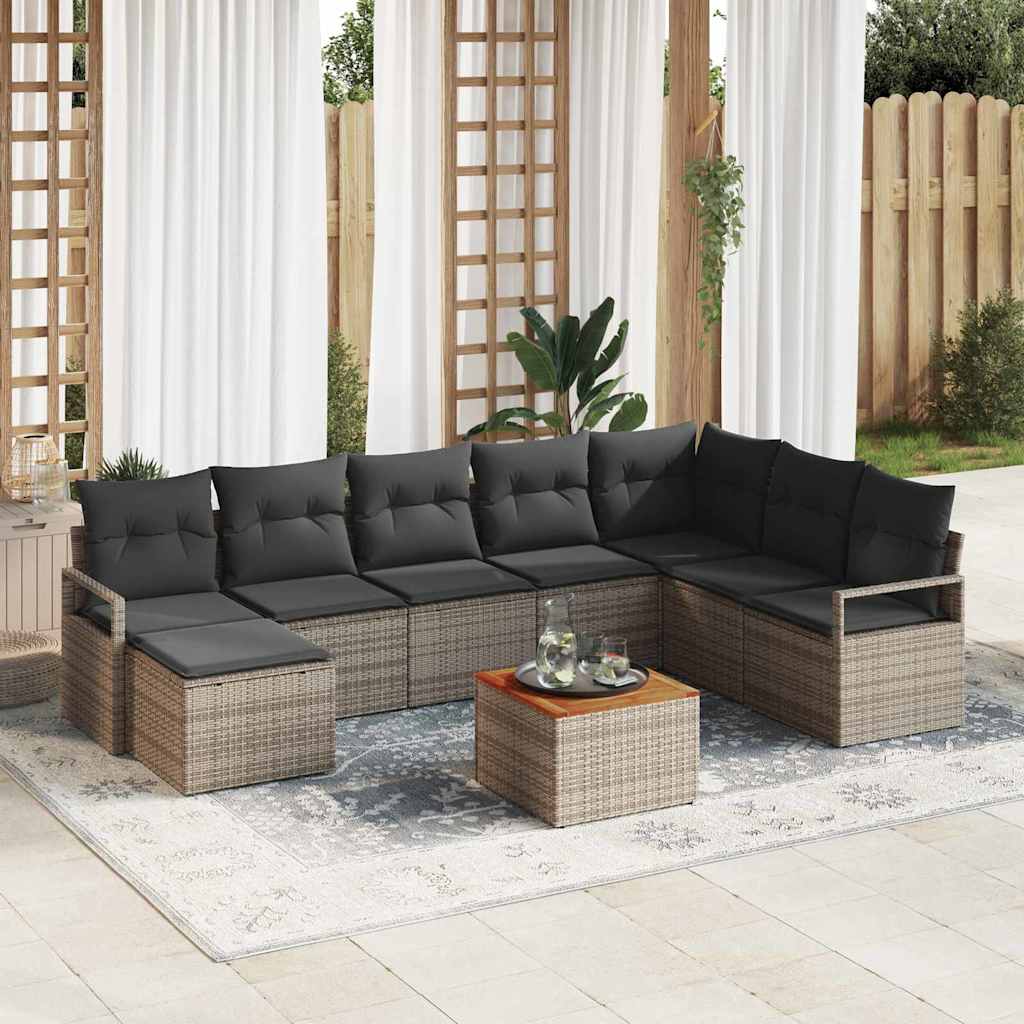 Ensemble de canapé de jardin avec stockage 9 pcs Gris polyrotin - XIOS