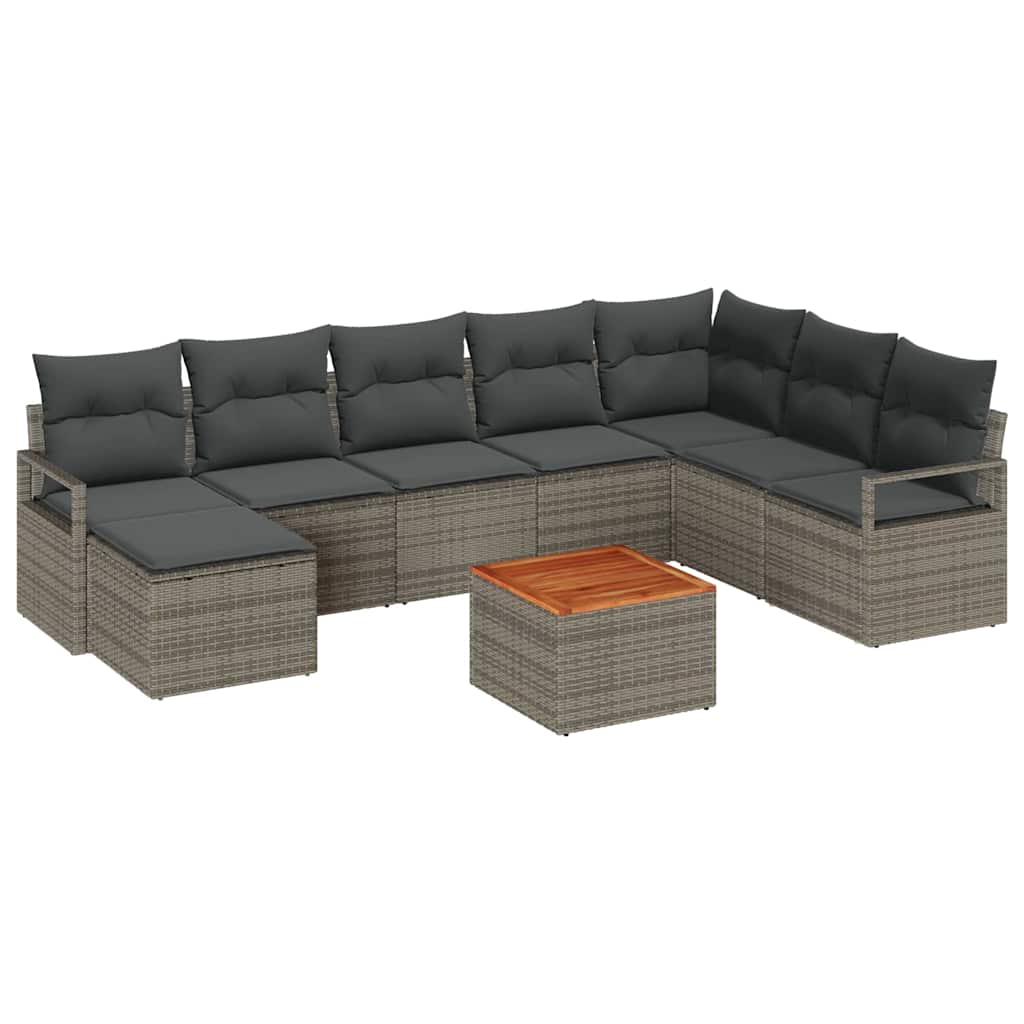Ensemble de canapé de jardin avec stockage 9 pcs Gris polyrotin - XIOS