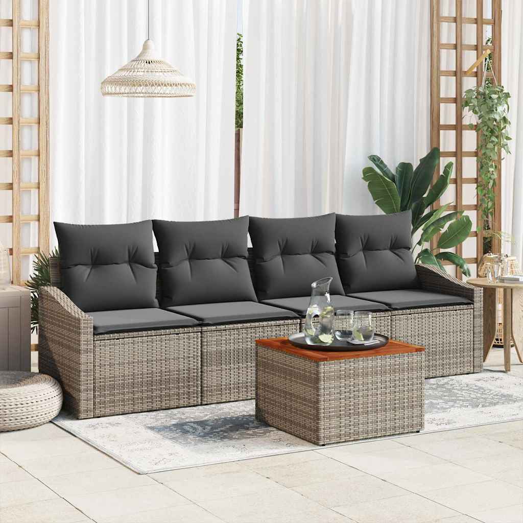 Ensemble de canapé de jardin avec stockage 5 pcs Gris polyrotin - XIOS
