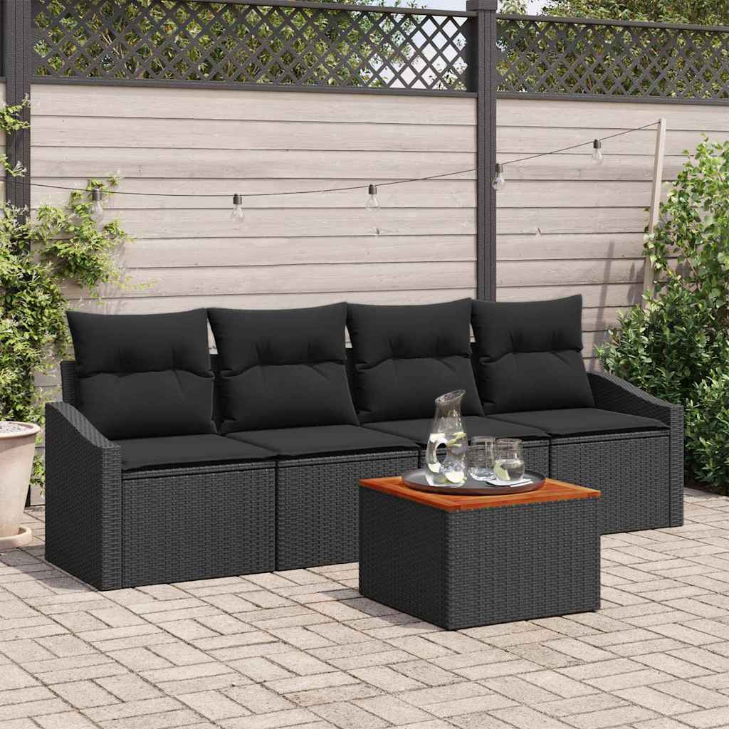 Ensemble de canapé de jardin avec stockage 5 pcs Noir polyrotin - XIOS