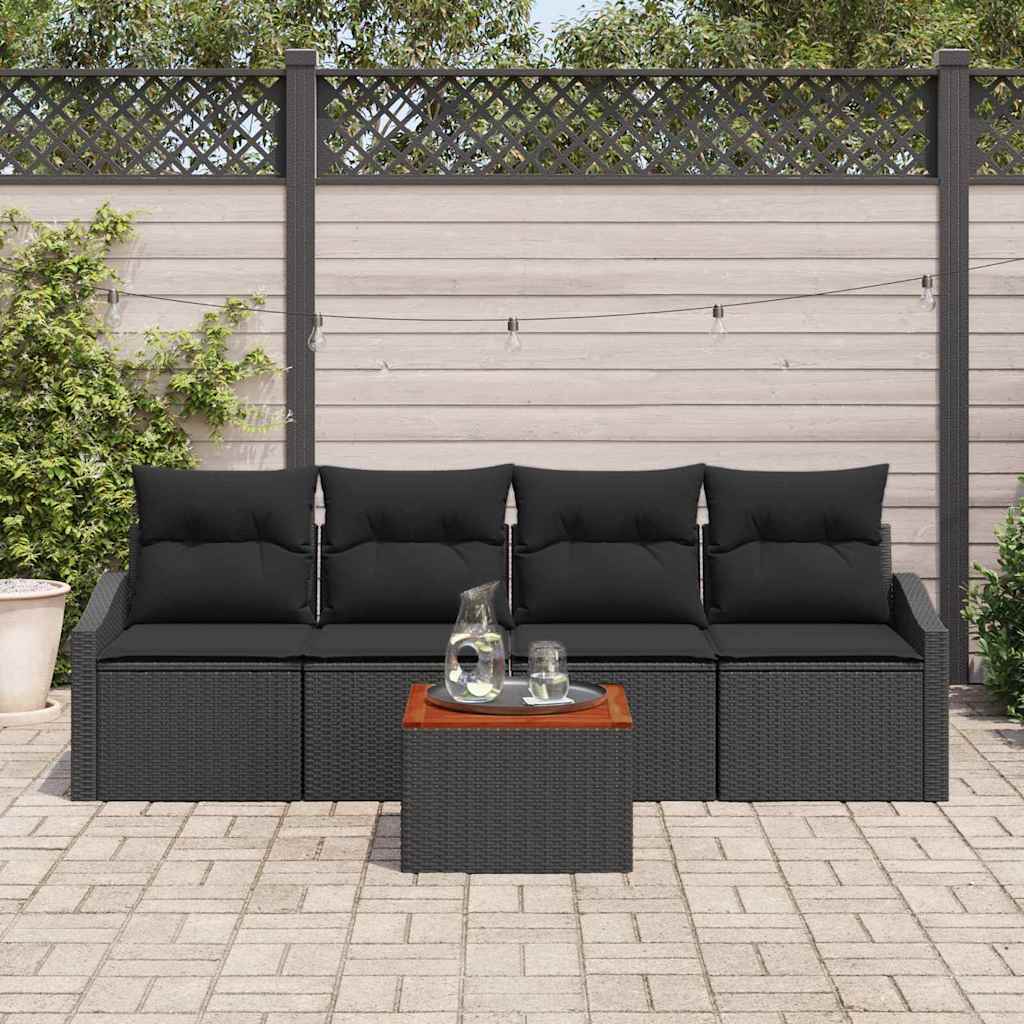 Ensemble de canapé de jardin avec stockage 5 pcs Noir polyrotin - XIOS