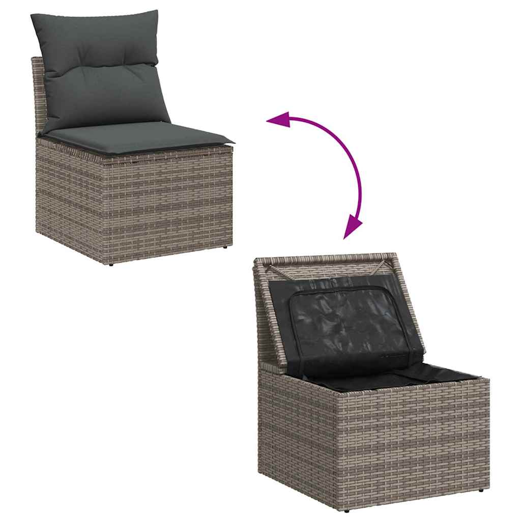 Ensemble de canapé de jardin avec stockage 6 pcs Gris polyrotin - XIOS