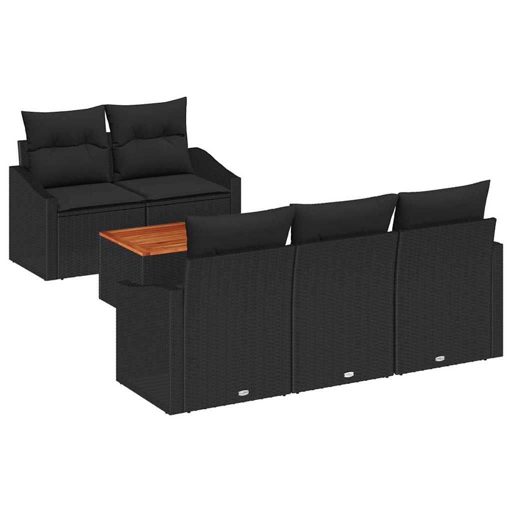 Ensemble de canapé de jardin avec stockage 6 pcs Noir polyrotin - XIOS