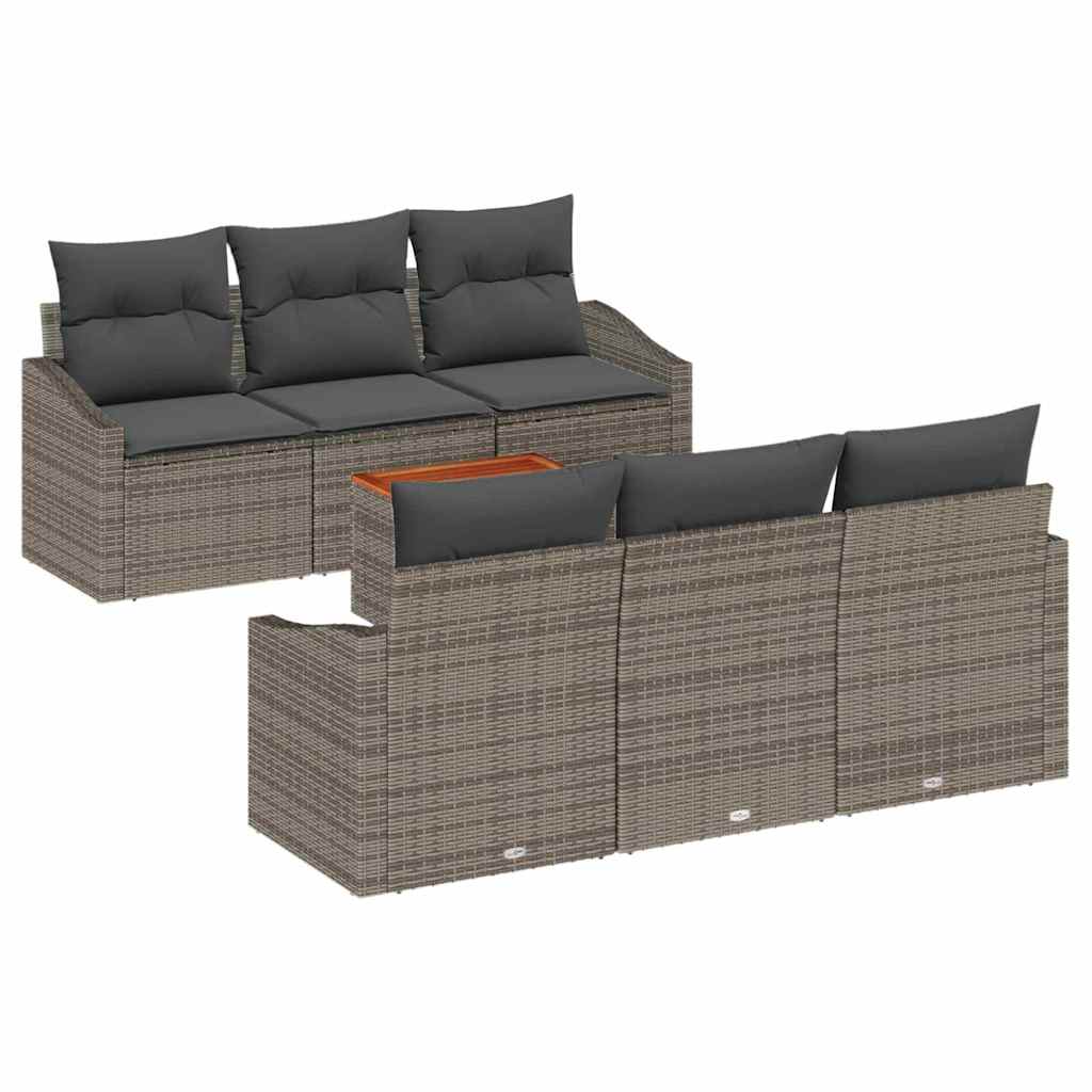 Ensemble de canapé de jardin avec stockage 7 pcs Gris polyrotin - XIOS