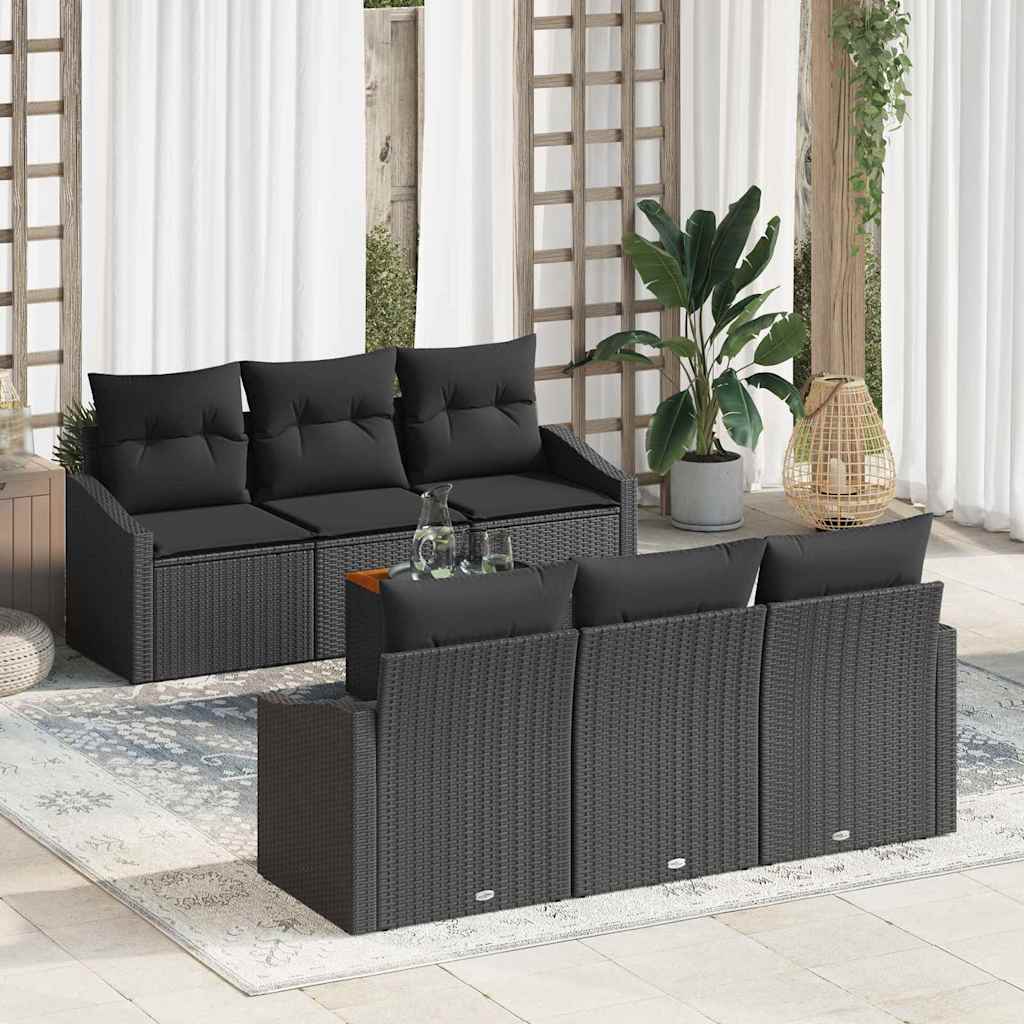 Ensemble de canapé de jardin avec stockage 7 pcs Noir polyrotin - XIOS
