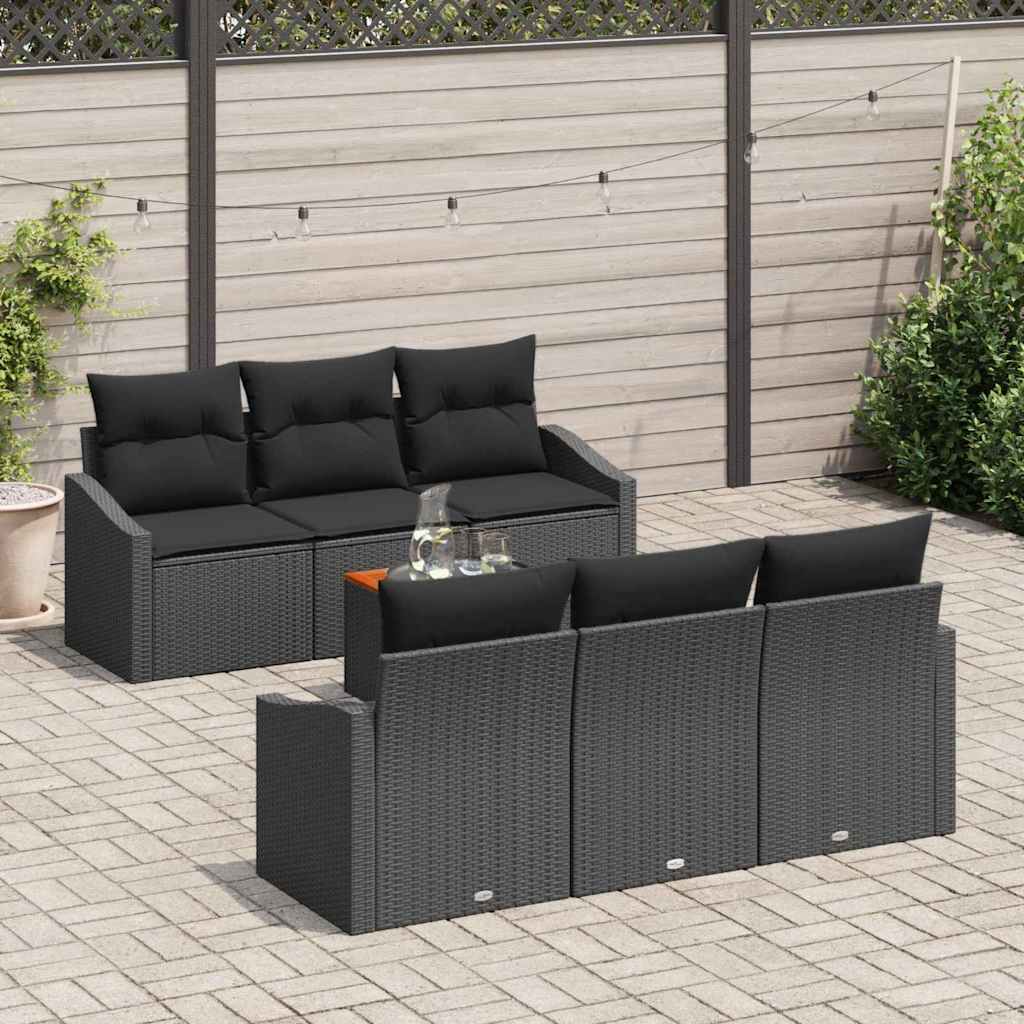 Ensemble de canapé de jardin avec stockage 7 pcs Noir polyrotin - XIOS