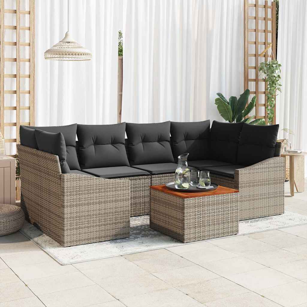 Ensemble de canapé de jardin avec stockage 7 pcs Gris polyrotin - XIOS