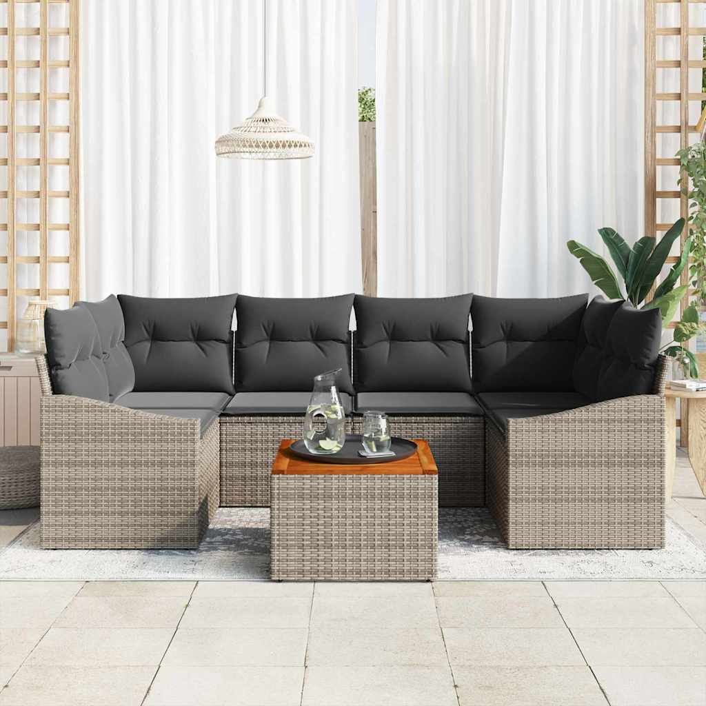 Ensemble de canapé de jardin avec stockage 7 pcs Gris polyrotin - XIOS