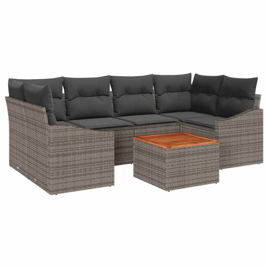 Ensemble de canapé de jardin avec stockage 7 pcs Gris polyrotin - XIOS