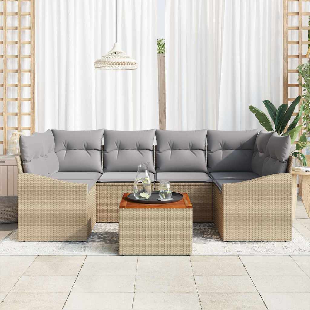Ensemble de canapé de jardin 7 pcs Beige et Gris clair - XIOS