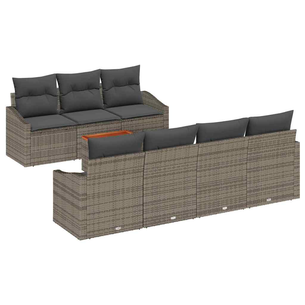 Ensemble de canapé de jardin avec stockage 8 pcs Gris polyrotin - XIOS