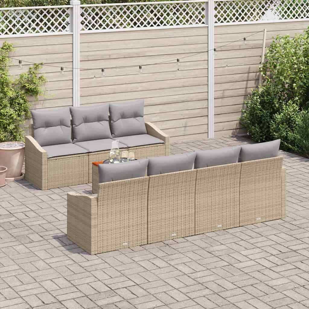 Ensemble de canapé de jardin 8 pcs Beige et Gris clair - XIOS