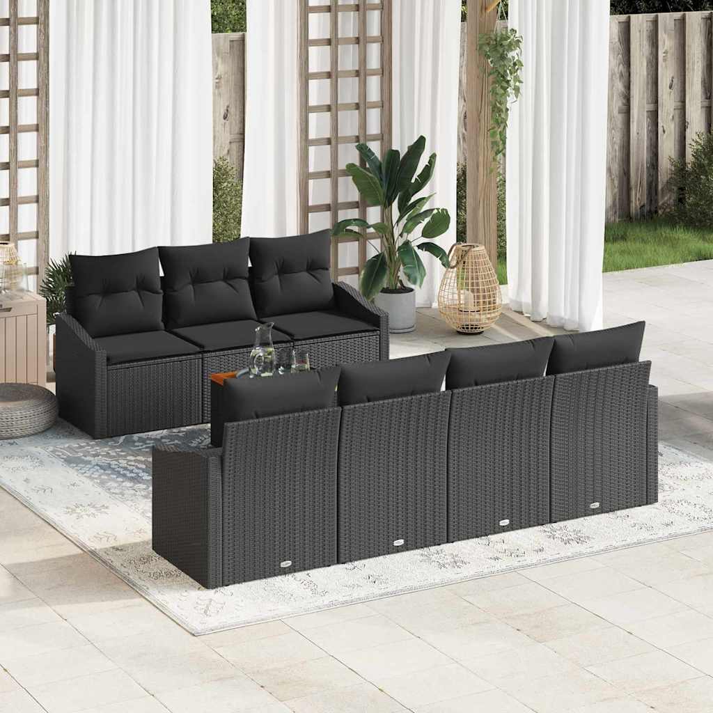 Ensemble de canapé de jardin avec stockage 8 pcs Noir polyrotin - XIOS