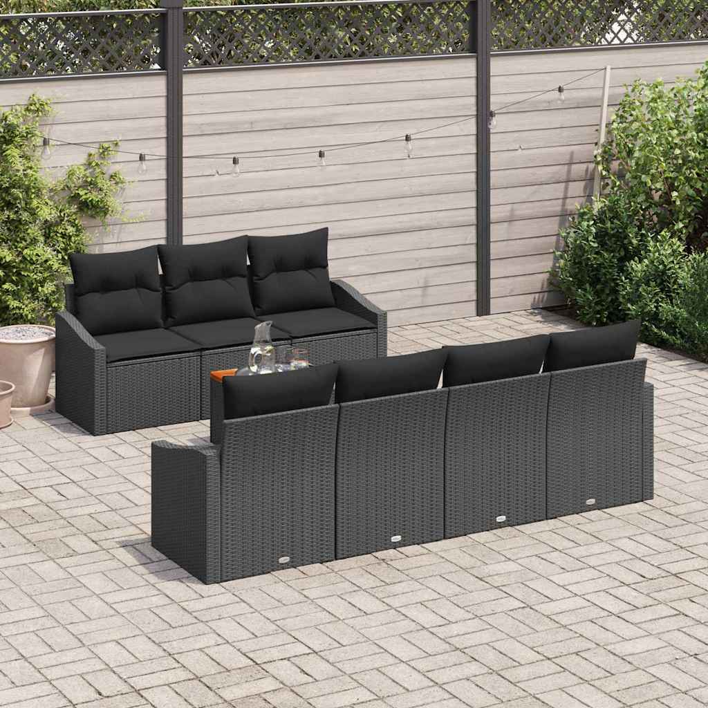 Ensemble de canapé de jardin avec stockage 8 pcs Noir polyrotin - XIOS