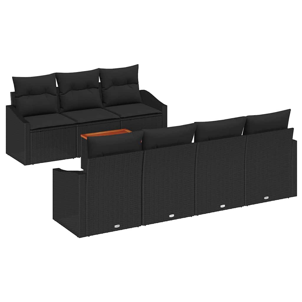 Ensemble de canapé de jardin avec stockage 8 pcs Noir polyrotin - XIOS