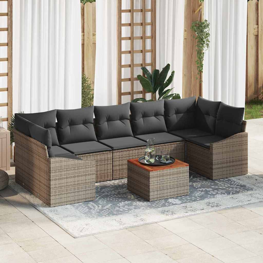 Ensemble de canapé de jardin avec stockage 8 pcs Gris polyrotin - XIOS