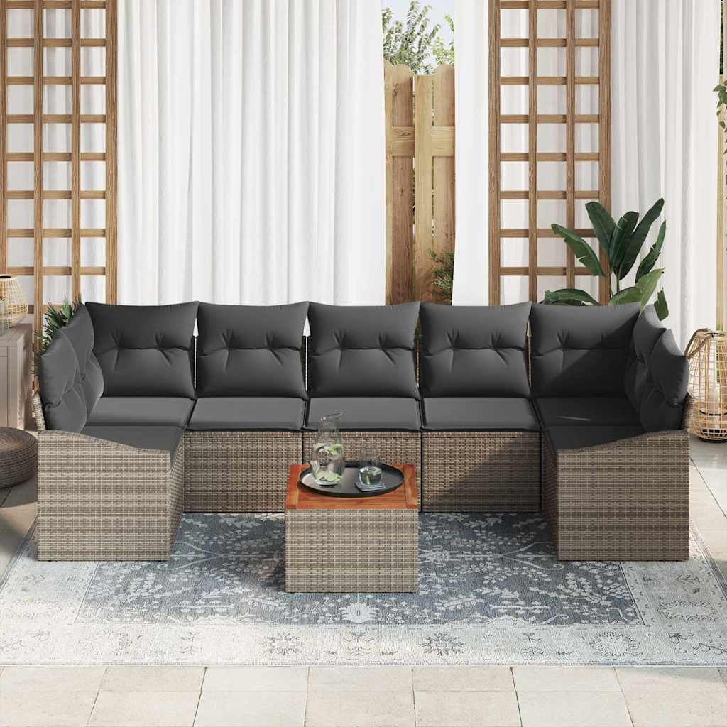 Ensemble de canapé de jardin avec stockage 8 pcs Gris polyrotin - XIOS