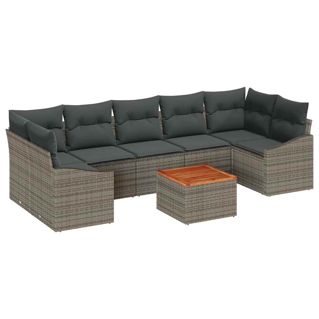 Ensemble de canapé de jardin avec stockage 8 pcs Gris polyrotin - XIOS