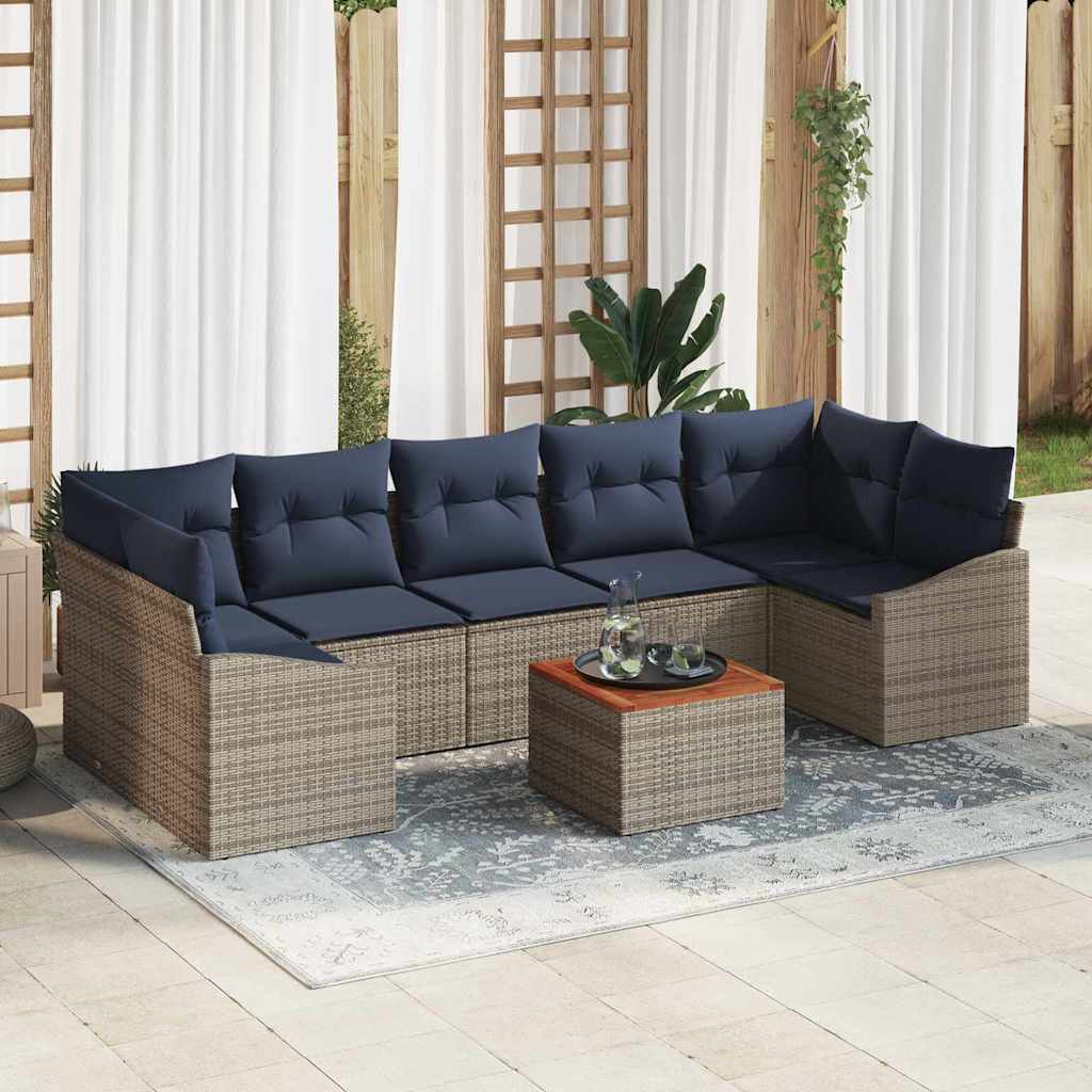 Ensemble de canapé de jardin 8 pcs Gris et bleu marine - XIOS