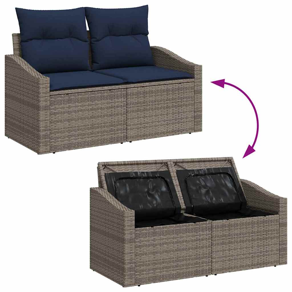Ensemble de canapé de jardin 8 pcs Gris et bleu marine - XIOS