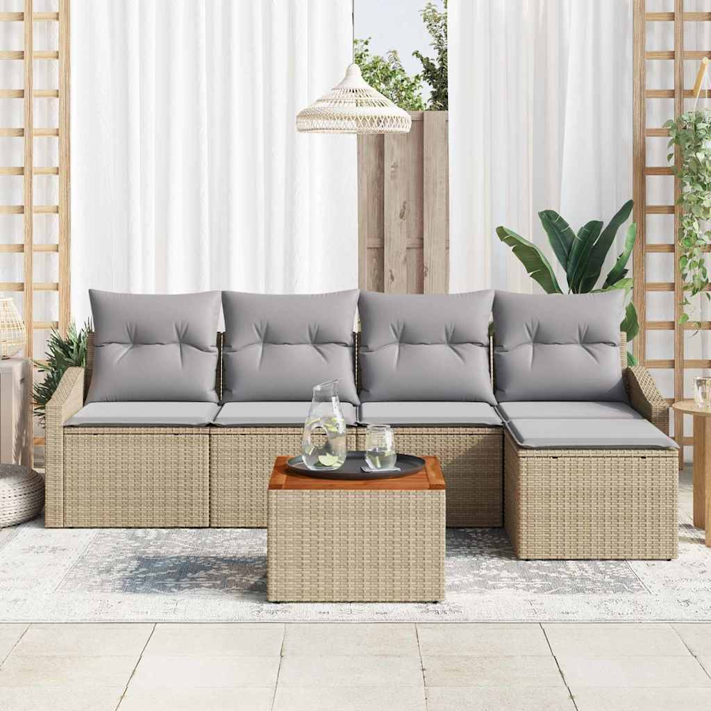Ensemble de canapé de jardin 6 pcs Beige et Gris clair - XIOS