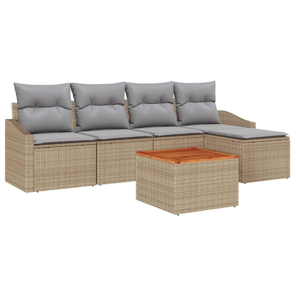 Ensemble de canapé de jardin 6 pcs Beige et Gris clair - XIOS