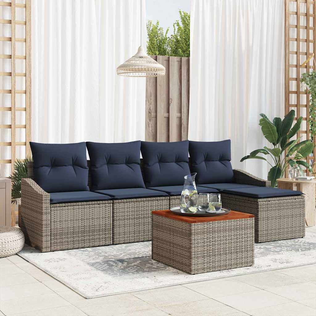 Ensemble de canapé de jardin 6 pcs Gris et bleu marine - XIOS