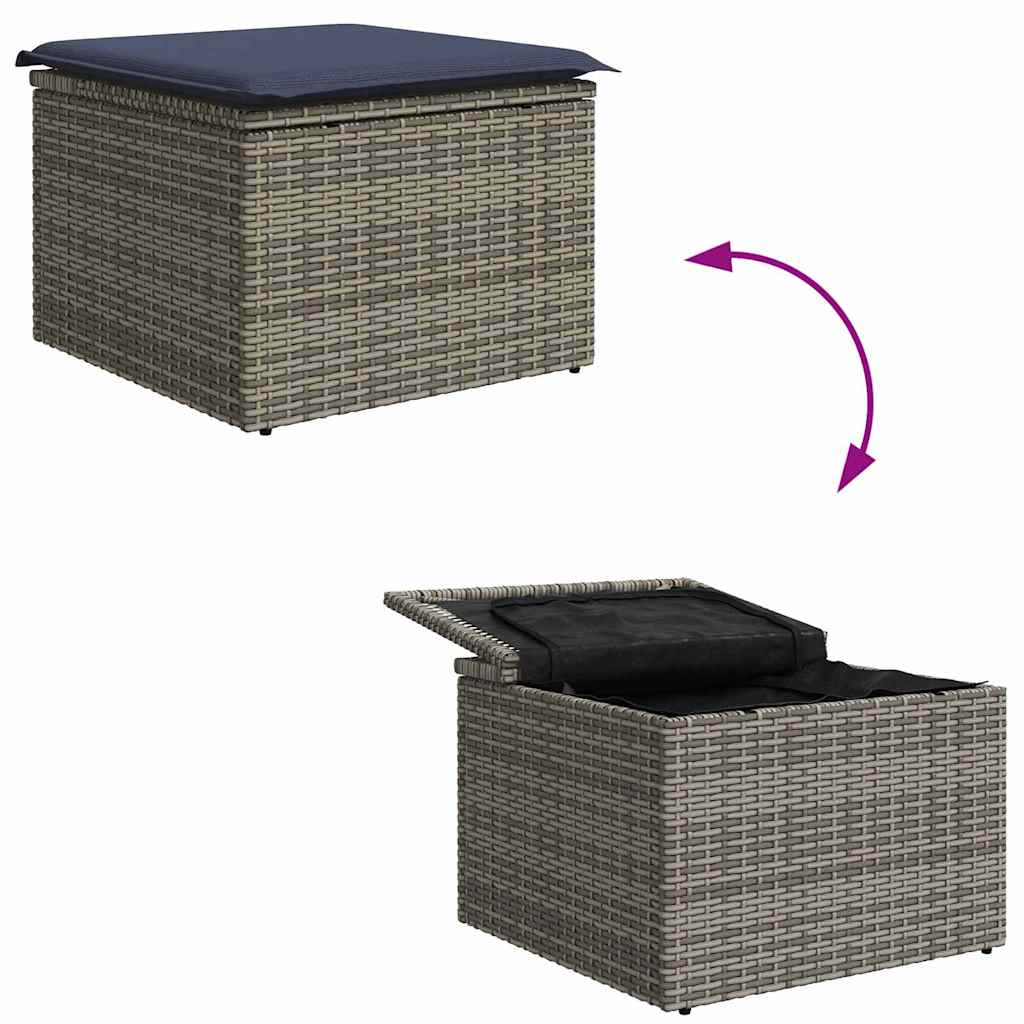 Ensemble de canapé de jardin 6 pcs Gris et bleu marine - XIOS