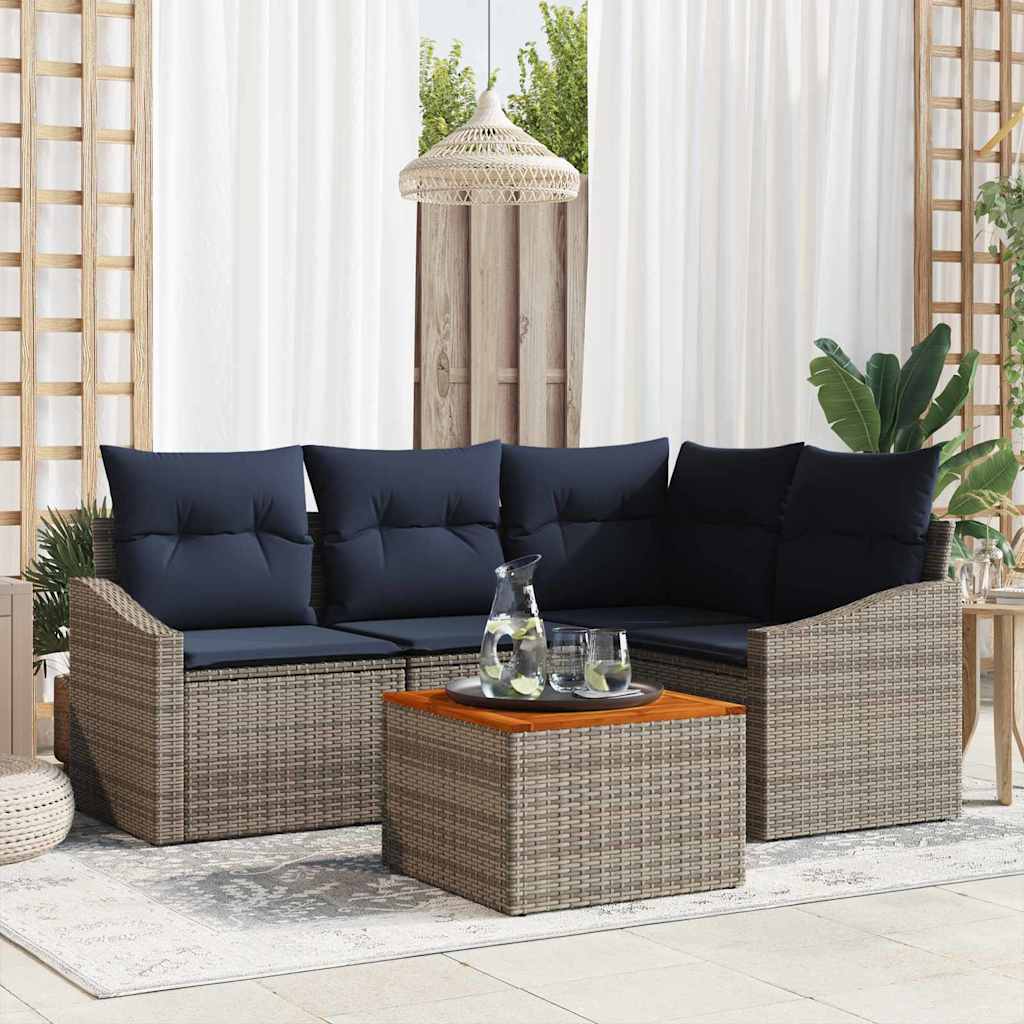 Ensemble de canapé de jardin 5 pcs Gris et bleu marine - XIOS