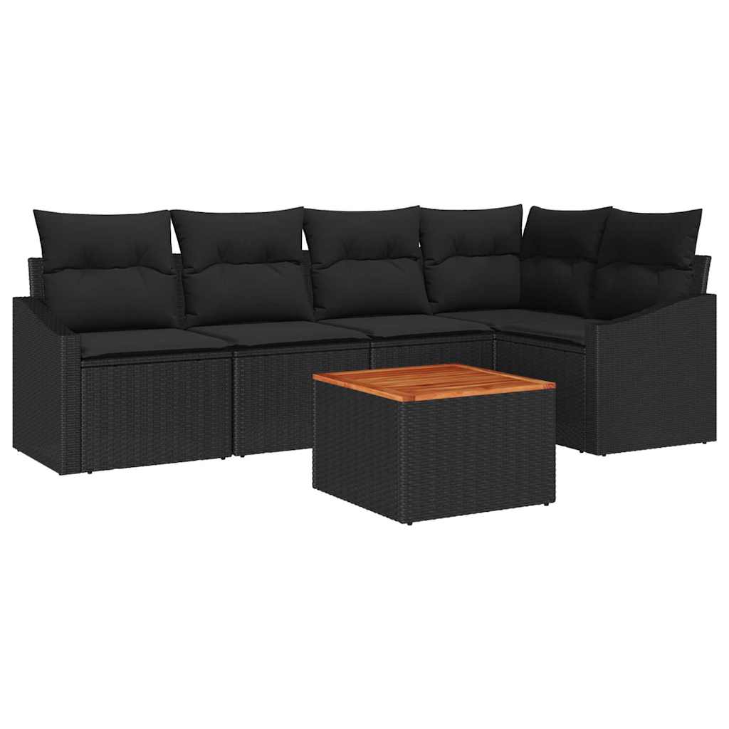 Ensemble de canapé de jardin avec stockage 6 pcs Noir polyrotin - XIOS