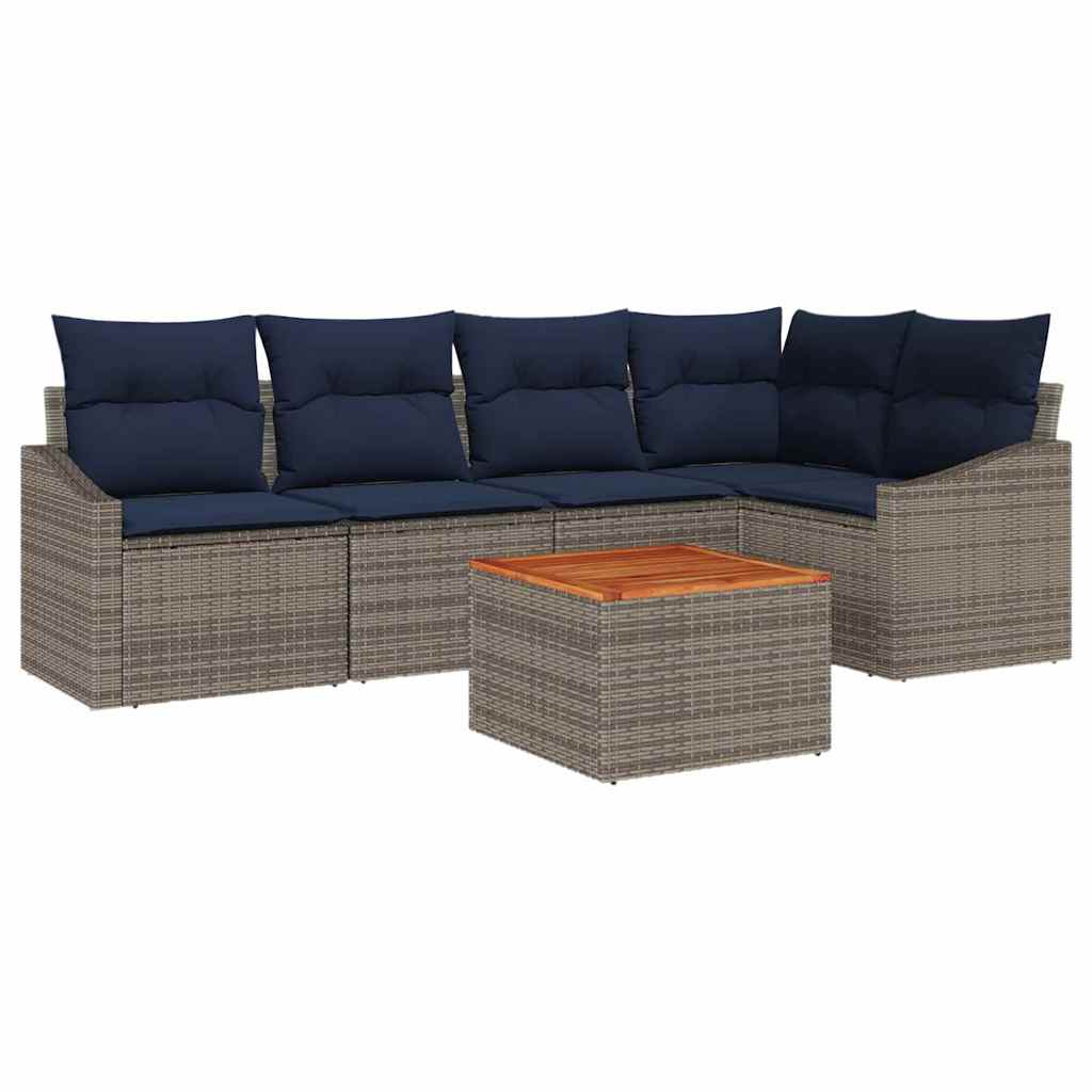 Ensemble de canapé de jardin 6 pcs Gris et bleu marine - XIOS