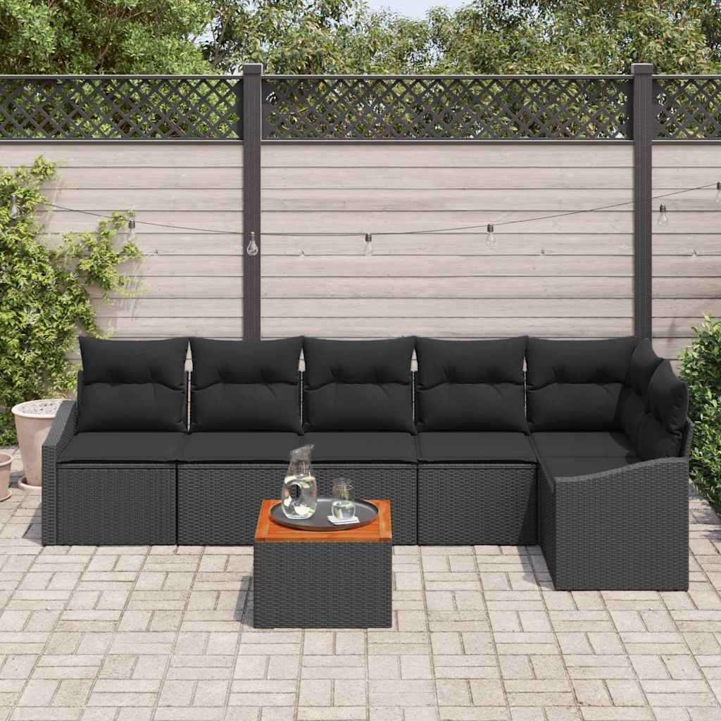 Ensemble de canapé de jardin avec stockage 7 pcs Noir polyrotin - XIOS