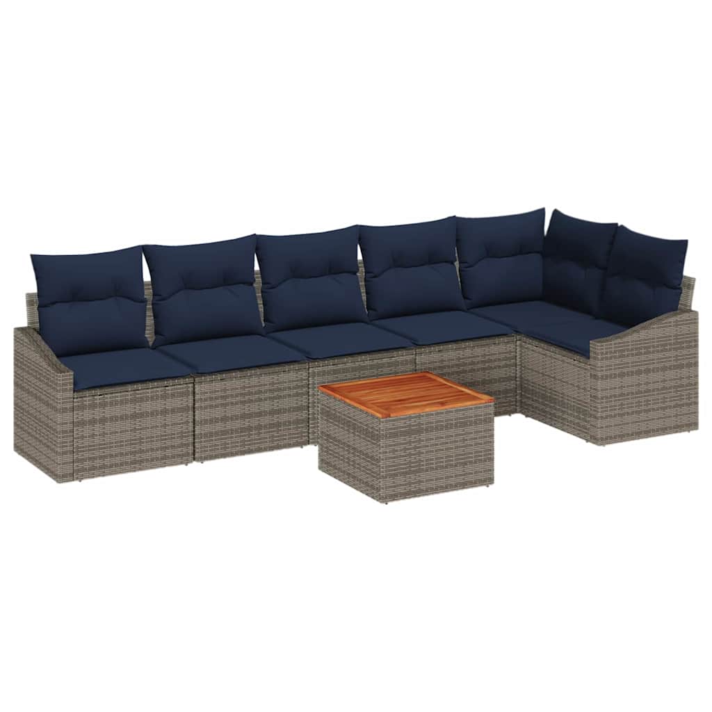 Ensemble de canapé de jardin 7 pcs Gris et bleu marine - XIOS