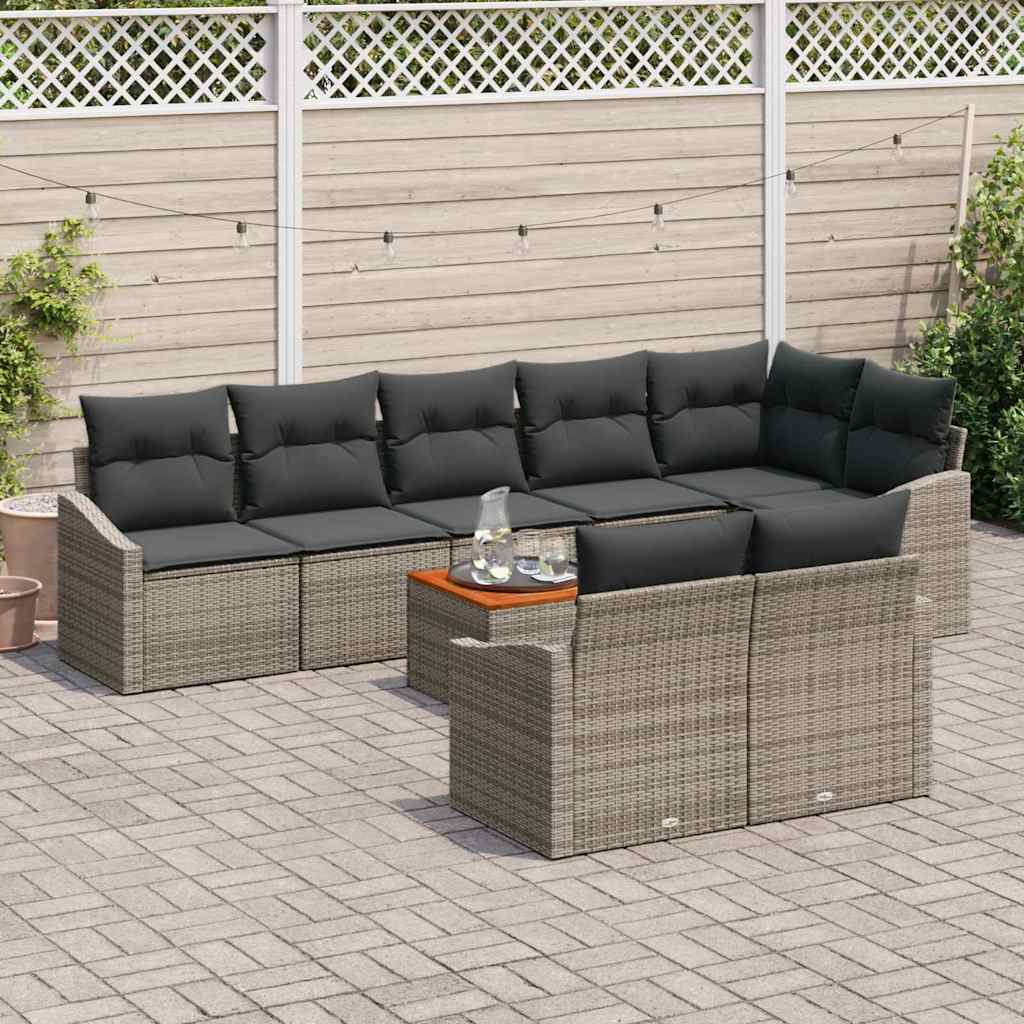 Ensemble de canapé de jardin avec stockage 9 pcs Gris polyrotin - XIOS
