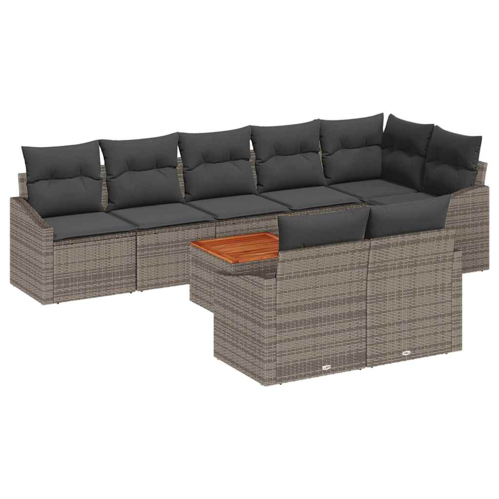 Ensemble de canapé de jardin avec stockage 9 pcs Gris polyrotin - XIOS