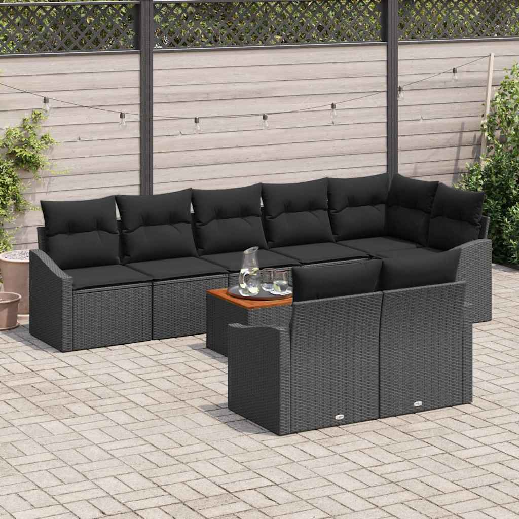 Ensemble de canapé de jardin avec stockage 9 pcs Noir polyrotin - XIOS