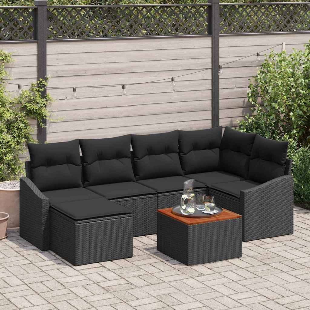 Ensemble de canapé de jardin avec stockage 7 pcs Noir polyrotin - XIOS