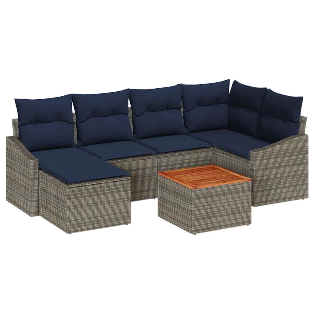 Ensemble de canapé de jardin 7 pcs Gris et bleu marine - XIOS