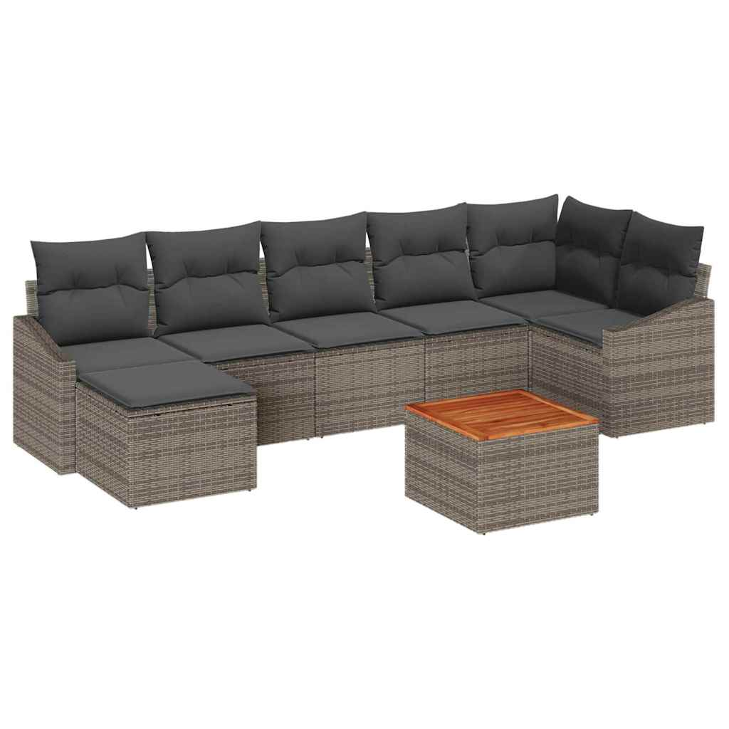 Ensemble de canapé de jardin avec stockage 8 pcs Gris polyrotin - XIOS