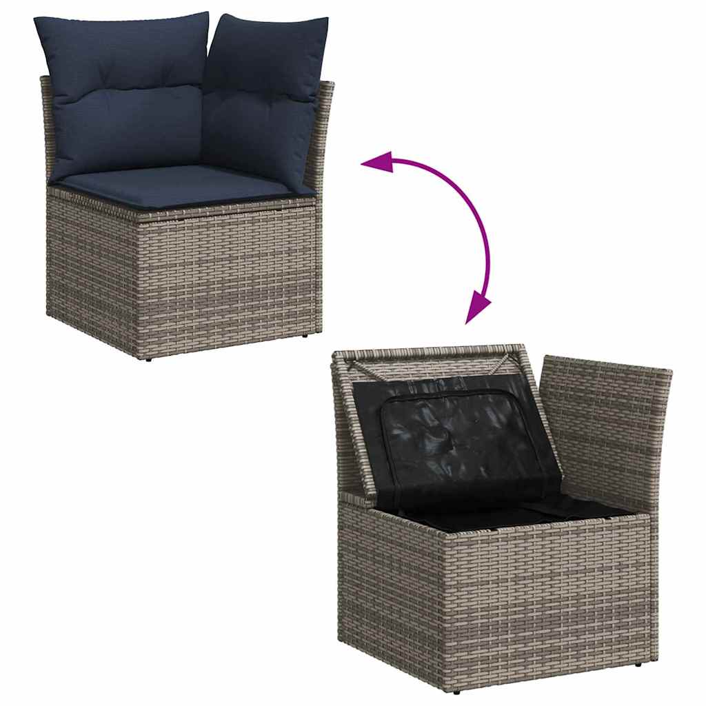 Ensemble de canapé de jardin 8 pcs Gris et bleu marine - XIOS