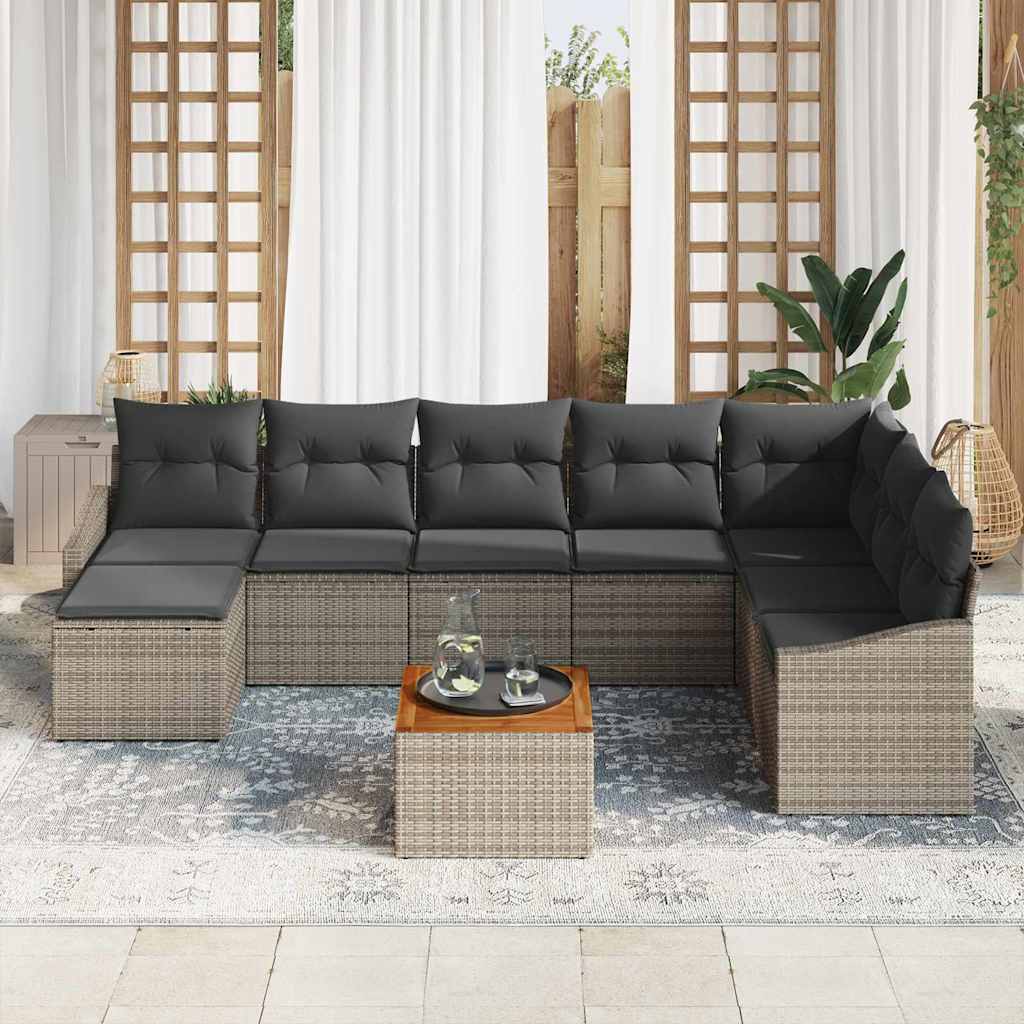 Ensemble de canapé de jardin avec stockage 9 pcs Gris polyrotin - XIOS