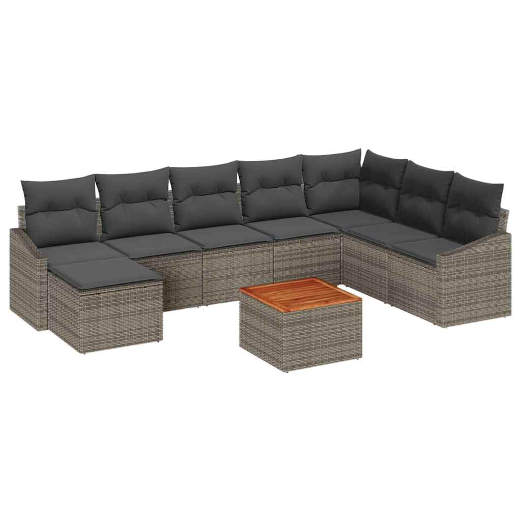Ensemble de canapé de jardin avec stockage 9 pcs Gris polyrotin - XIOS